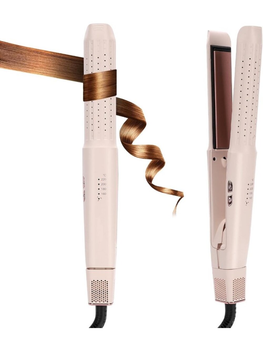 Versatile Hair Straightener & Curler with Airflow Technology - Blush Color